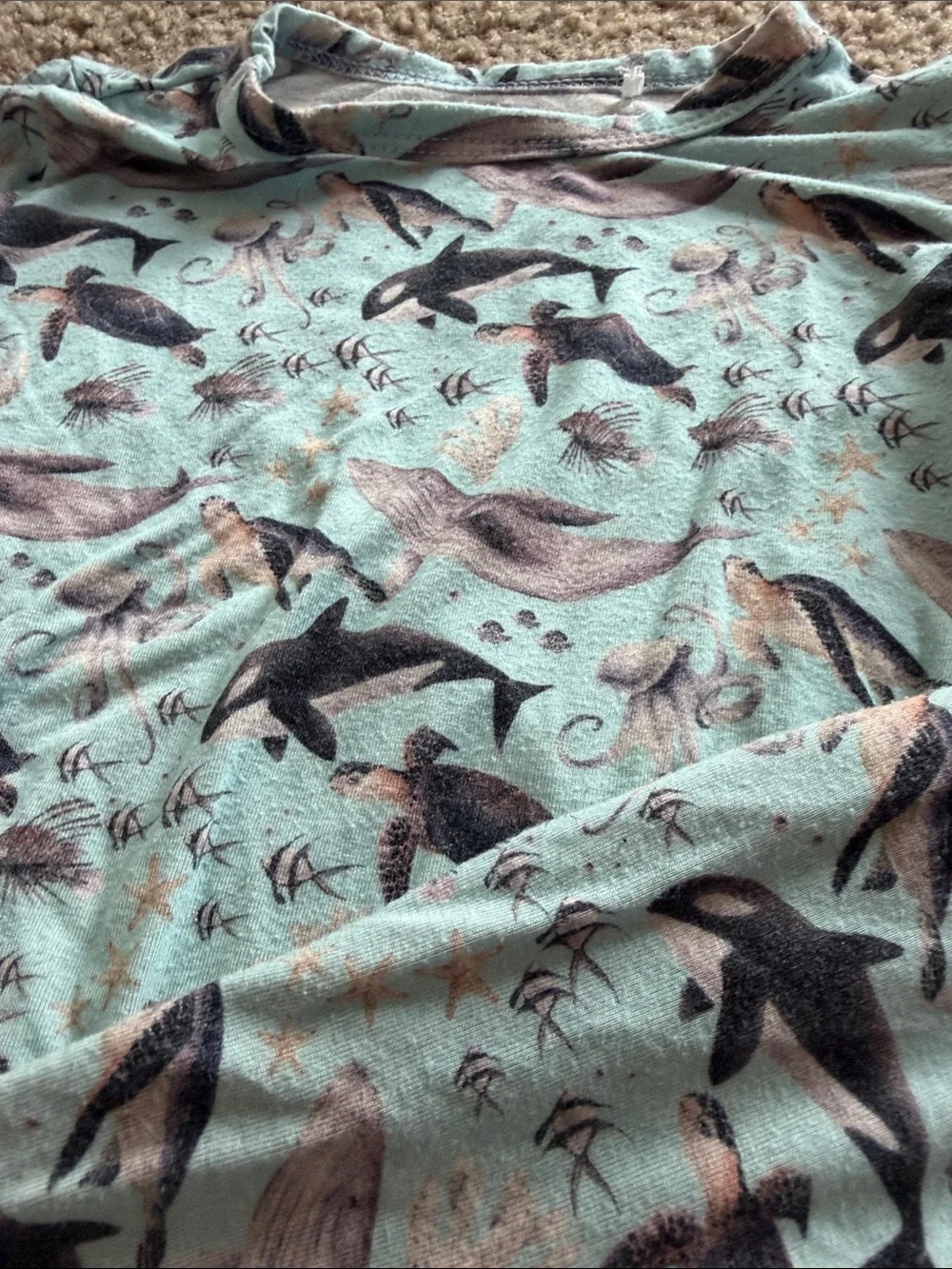 B70 Bundle of Joy Bamboo 2pc LS Bamboo PJs, Sea print PILLING